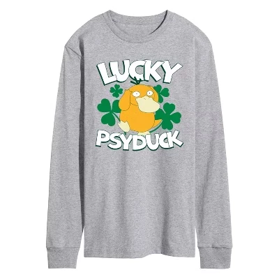 Мужская футболка с длинным рукавом и рисунком Psyduck - Pokémon - Lucky athletic heather