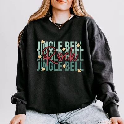Jingle Bell Rock Stacked Stars - Женская легкая одежда, окрашенная в черный цвет