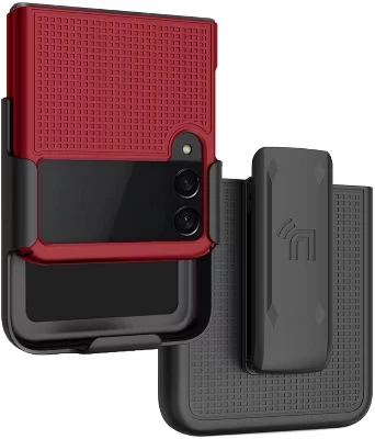 Комбинированный тонкий чехол-кобура с зажимом для ремня для телефона Samsung Galaxy Z Flip 3 (SM-F711, 2021) красный
