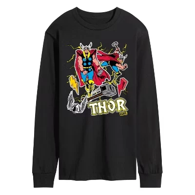Мужская футболка с длинным рукавом и графическим рисунком в стиле Thor Stickers, черная