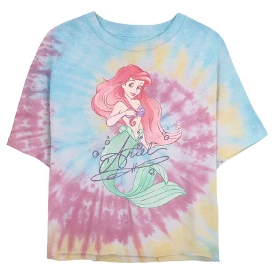 Женская укороченная футболка Disney Ariel, тай-дай
