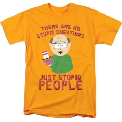 Мужская футболка South Park No Stupid Questions, золотая