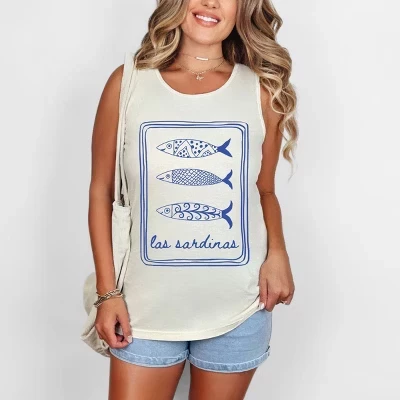 Женская майка Simply Sage Market Las Sardinas, белая