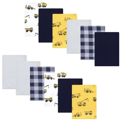 Детские фланелевые салфетки для отрыжки Hudson Baby 12pk bulldozer