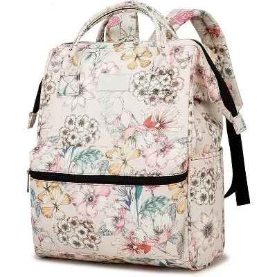 Wide-Open Laptop Backpack for 15.6 Inch - Travel & Outdoor Backpack, Floral Design. floral（open wide）