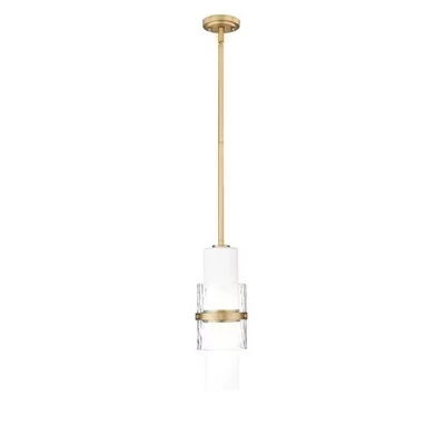 Подвесной светильник Cayden Modern One-Light - Стальной светильник с регулируемой яркостью света и травленым золотом из опалового стекла