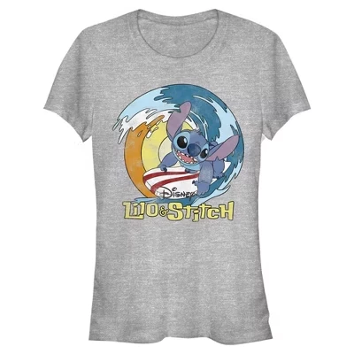 Женская футболка Lilo & Stitch «На волне», меланжевая