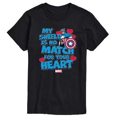 Мужская футболка Captain America My Shield Valentine с коротким рукавом и графическим рисунком, черная