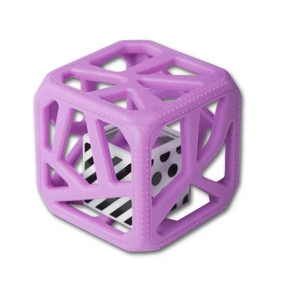 Детская погремушка-прорезыватель Malarkey Kids Chew Cube, фиолетовая