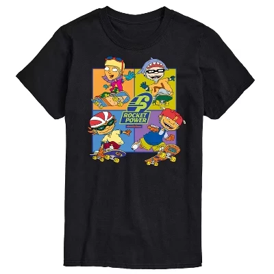 Мужская футболка Rocket Power Otto Regina Sam Maurice Skaters с коротким рукавом и графическим рисунком, черная
