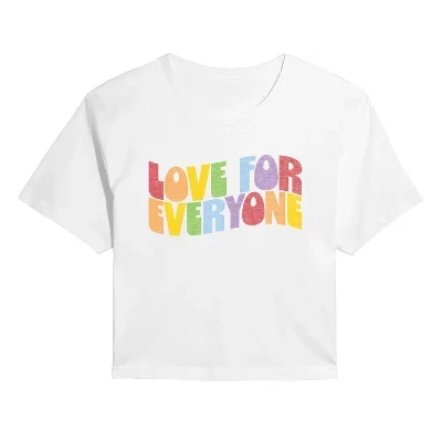 Женская укороченная футболка с рисунком Love For Everyone белого цвета