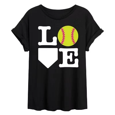 Женская футболка Instant Message Love Softball, черная