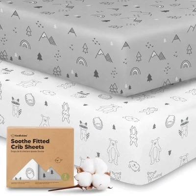 простыни для детской кроватки 2pk Soothe, нейтральные, органические, подходят для стандартного детского матраса woodland размером 52x28 см