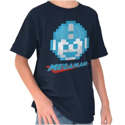 Футболки с круглым вырезом в стиле классической видеоигры Mega Man, лицензированные для мальчиков и девочек