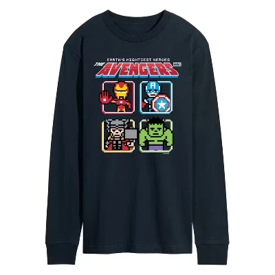 Мужская футболка Avengers 8Bit с длинным рукавом и графическим рисунком, синяя