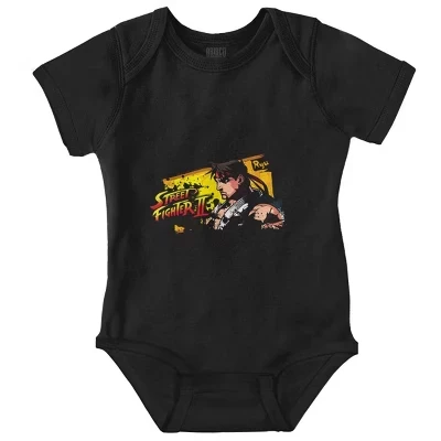 Детский комбинезон Street Fighter 2 Ryu Paint Drip для мальчиков или девочек лицензионного черного цвета