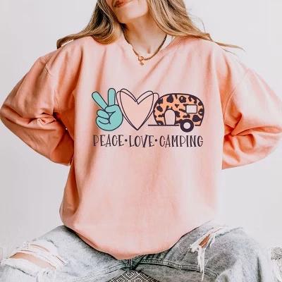 Легкая одежда для кемпинга Peace Love Окрашенная толстовка персикового цвета
