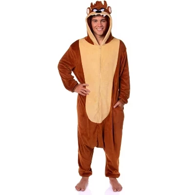Мужской костюм Тасманийского дьявола Taz Union Suit, пижама Кигуруми коричневого цвета