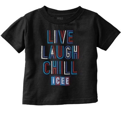 Футболка с логотипом Live Laugh Chill Icee в стиле ретро для малышей, Лицензионная черная