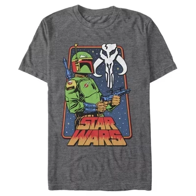 Мужская винтажная футболка Boba Fett с рамкой из древесного угля и вереска