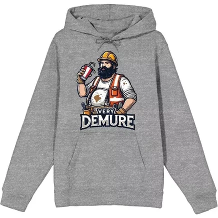 Very Demure Construction Worker Adult Long Sleeve Hoodie heather gray