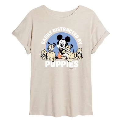 Женская футболка Signet Classics Disney Classics «Easily Distracted By Puppies», слоновая кость