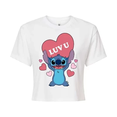 Женская укороченная футболка с рисунком Luv U, белая