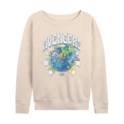 Women's -  - Avengers Stars Lightweight French Terry Wide Neck Long Sleeve Graphic Shirt birch