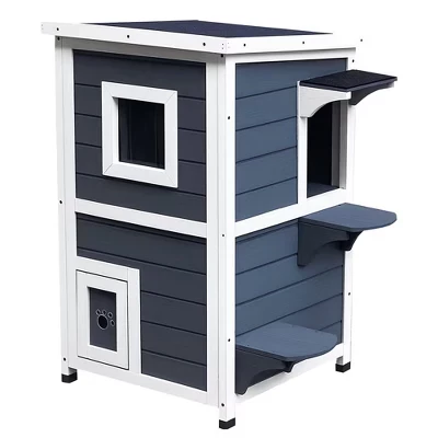 Двухэтажный домик для кошек Skyzone, 51×51×81 см