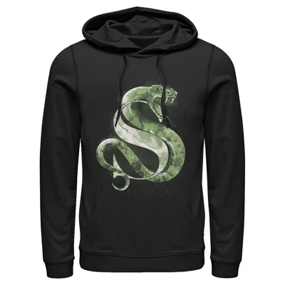 Мужская толстовка с капюшоном Slytherin Snake Watercolor Pull Over черного цвета