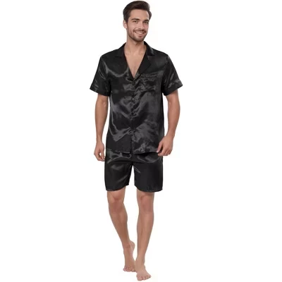 Мужская сатиновая пижама Lars Amadeus, черная