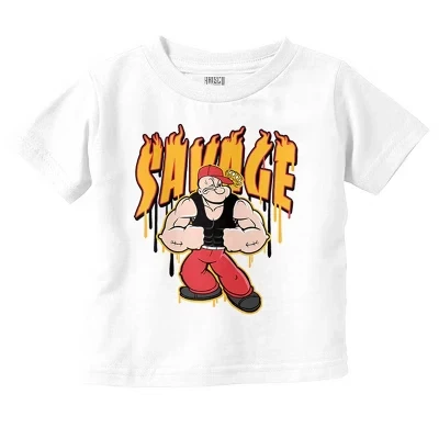 Городская футболка с графическим рисунком для малышей Urban Popeye Savage Muscle из мультфильма для малышей лицензированного белого цвета