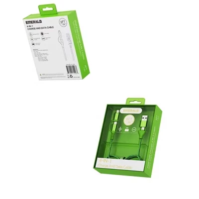 Кабель Emerald 4-в-1 USB-A/Type-C→Lightning/Type-C 1,8 м, зеленый