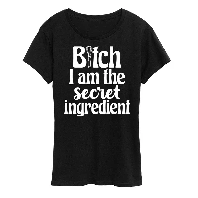 Женская футболка B|tch I am the Secret Ingredient с коротким рукавом и графическим принтом, черная