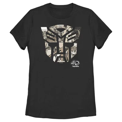 Женская футболка Transformers с юбилейным комикс-логотипом, черная