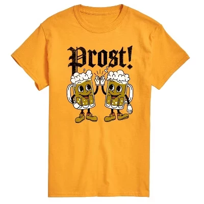 Мужская футболка с коротким рукавом Oktoberfest Prost Beers с графическим рисунком золотистого цвета