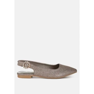 Сандалии на плоской подошве Giora Glitter Slingback s коричневого цвета