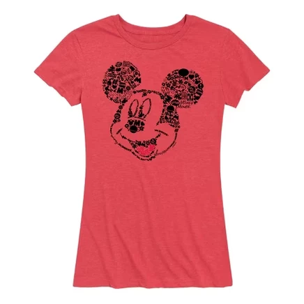 Женская футболка Disney Mickey Iconic Fill с принтом, меланжевый красный