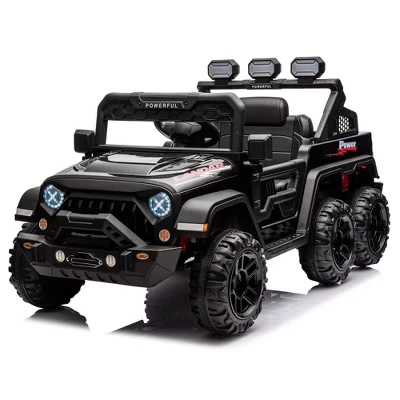 24V Kids Ride on Car с дистанционным управлением 2.4G | 6-колесный электромобиль с 4WD и 3 скоростями, игрушка на батарейках для малышей 3-6 лет, черный