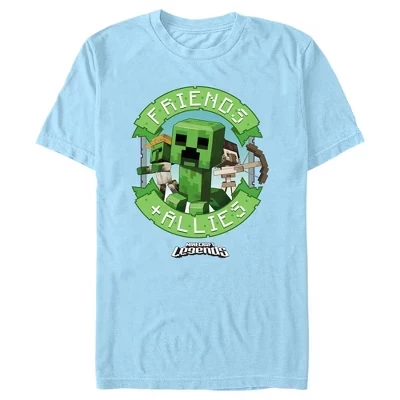 Мужская футболка Minecraft Legends «Друзья и союзники», голубая