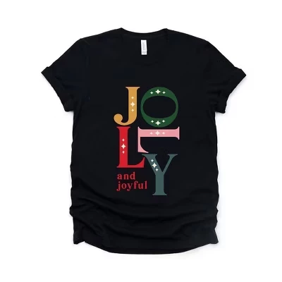 Женская футболка с коротким рукавом и веселым рисунком Jolly and Joyful, черная
