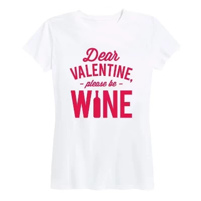Женская футболка с коротким рукавом и рисунком Dear Valentine Please Be Wine белого цвета