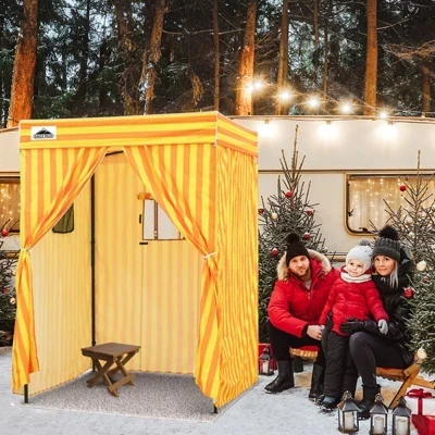 Компактная раздевалка Flex 5x5 с выдвижным навесом, Портативная раздевалка для уединения