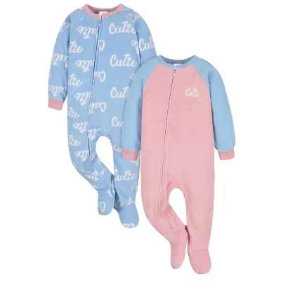 Пижамы для девочек Gerber, 2 шт., флисовые, кьюти