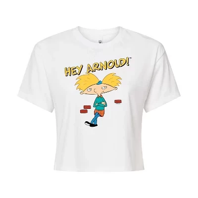 Женская укороченная футболка Cool Arnold с графическим рисунком белого цвета
