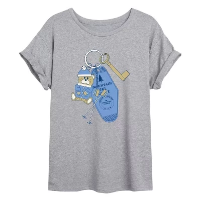 Женская футболка-брелок для ключей Ski Lodge с объемным рисунком heather grey