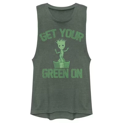 Юниорская женская футболка Groot St. Patrick's Day Наденьте свою зеленую футболку на фестивале Muscle Tee pine green heather