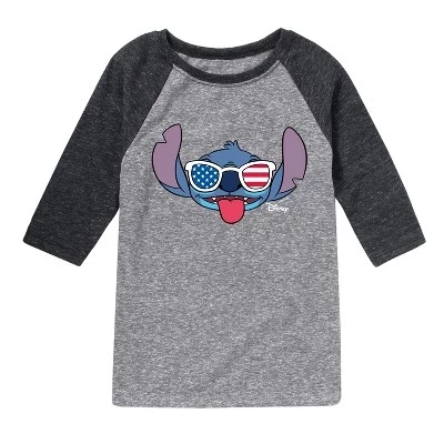 Футболка с регланом и графическим рисунком Stitch Flag Glasses, черная