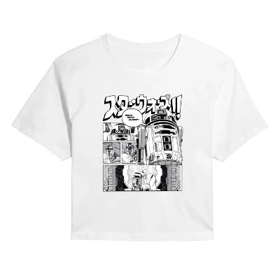 Women's -  - R2D2 Manga Panels Cropped Graphic T-Shirt white