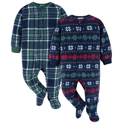Детские флисовые пижамы Gerber, 2 шт., зеленые